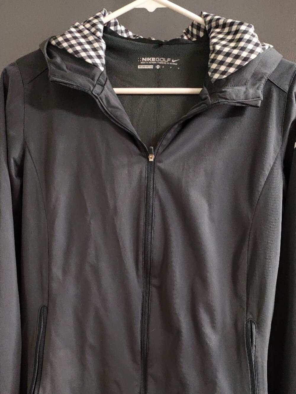 Nike Golf Women's Hooded Windbreaker Jacket Size Medium Full Zip Pockets Gray